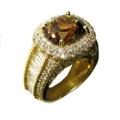 Stambolian Tourmaline Diamond Gold Solitaire Ring