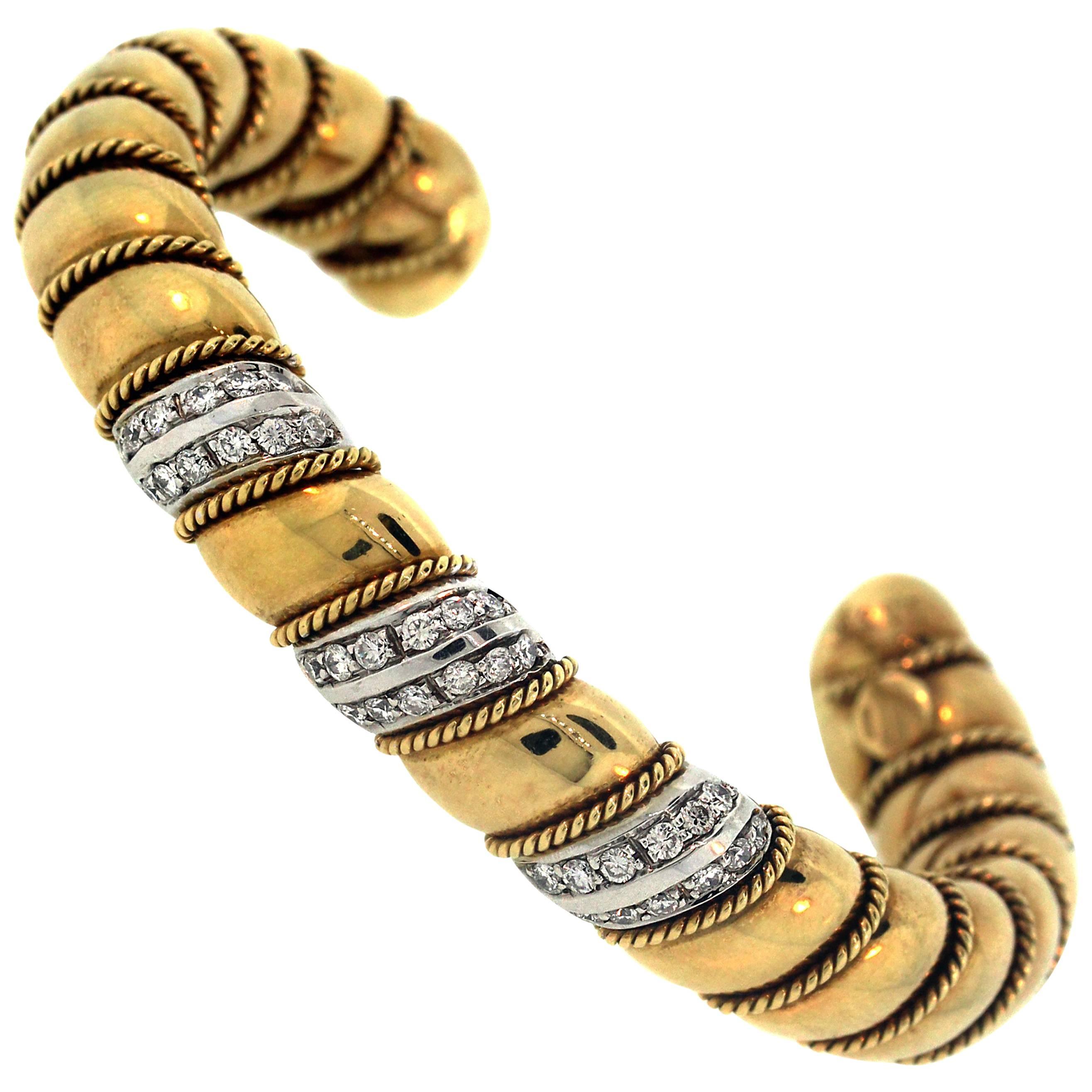 Yellow White Gold and Diamond Bracelet Sabbadini