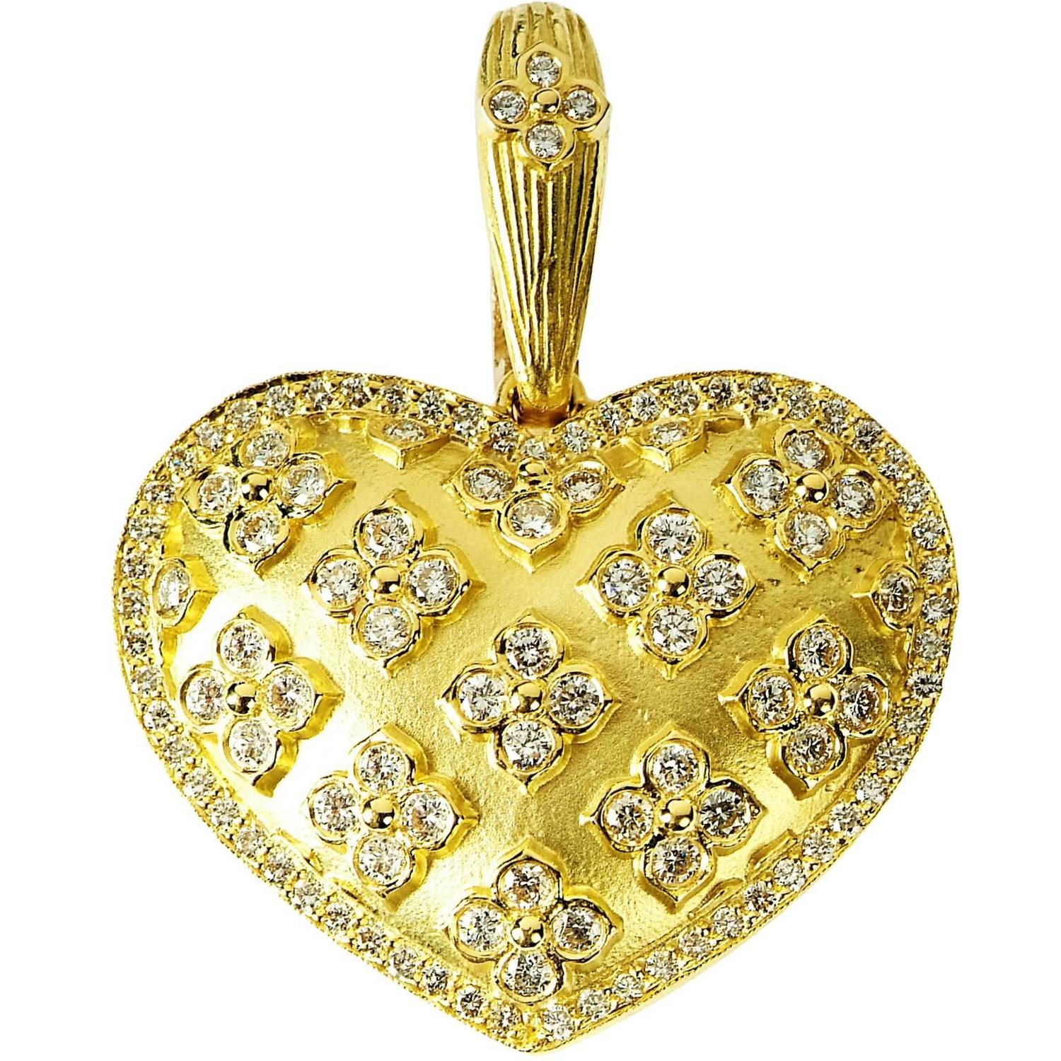 Stambolian Diamond Gold Heart Pendant Enhancer For Sale at 1stdibs