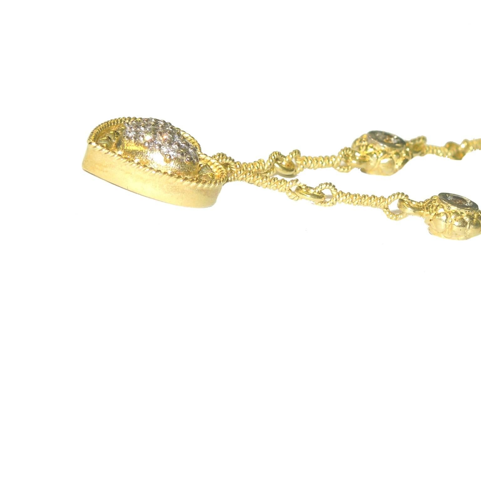 Stambolian Diamond Gold Necklace with Heart Pendant In New Condition In Boca Raton, FL