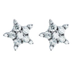 22 White Diamonds 1.01 Carat 18 Karat White Gold Ear Studs