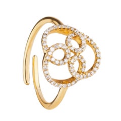 18 Karat Yellow Gold Butterfly Diamond 0.21 Carat Ring