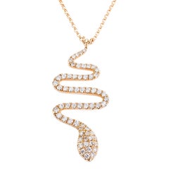 62 White Diamonds 0.50 Carat 18 Karat Roségold Snake Necklace Pendant
