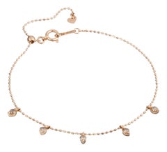 5 White Diamonds 0.2 Carat 18 Karat Rose Gold Bracelet Wristlet Bangle
