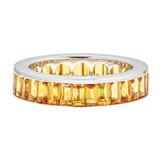 6.30 Carat Yellow Sapphire White Gold Eternity Ring