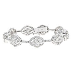 7.18 Carat Round Diamond White Gold Link Bracelet