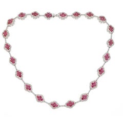 12.34 Carat Ruby with 4.33 Carat Diamond White and Yellow Gold Necklace