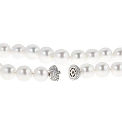 White South Sea Pearl Necklace with White Gold Diamond Clasp