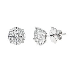 2.00 Carat Round Diamond White Gold Stud Earrings