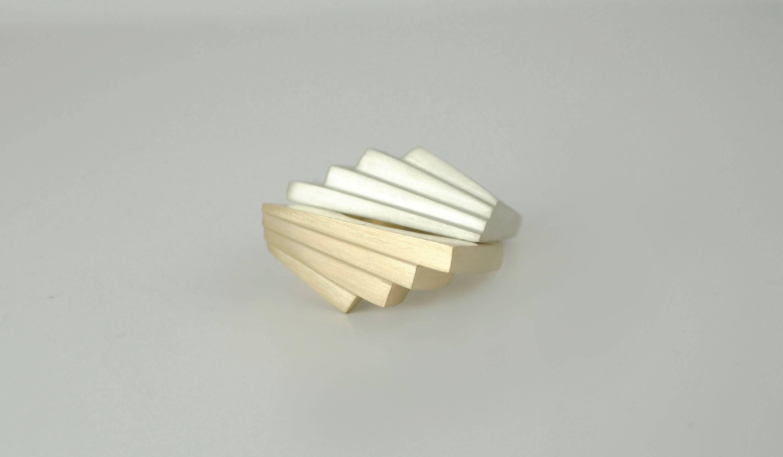 Emer Roberts Solid Gold Art Deco Fan Ring For Sale 1