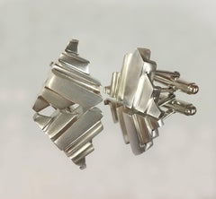 Emer Roberts Architectural Art Deco Silver Cufflinks