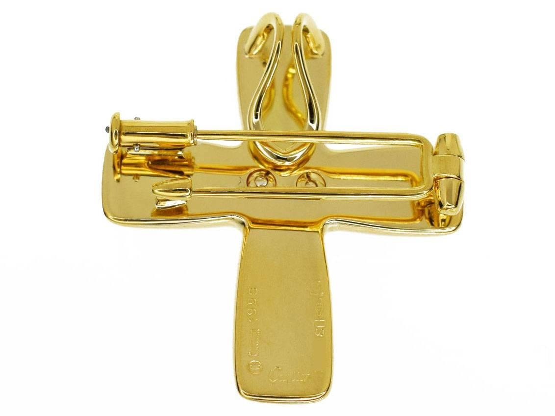 Pendentif Broche Croix Byzantine MM de Cartier en or jaune 18 carats:: 1993 Excellent état à Tokyo, JP