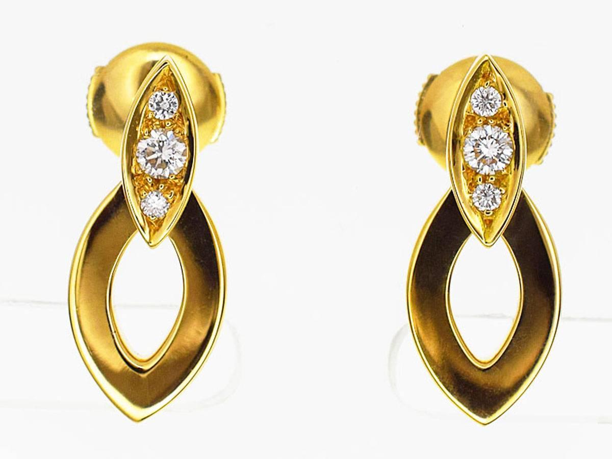 Cartier Diamond 18 Karat Yellow Gold Diadea Stud Earrings In Good Condition In Tokyo, JP