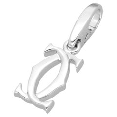 Ciondolo Cartier Double C 2C in oro bianco 18 carati, certificato 2004