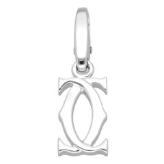 Ciondolo Cartier Double C 2C in oro bianco 18 carati, certificato 2004