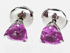 Cartier Pink Sapphire Heart Shape Earrings 18 Karat White Gold