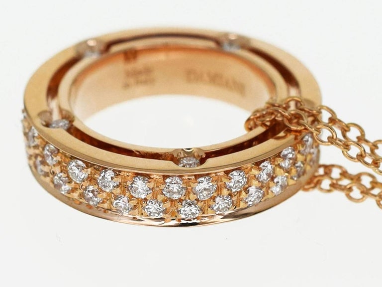 DAMIANI Diamond 18 Karat Pink Gold D.Side Necklace For Sale at 1stdibs