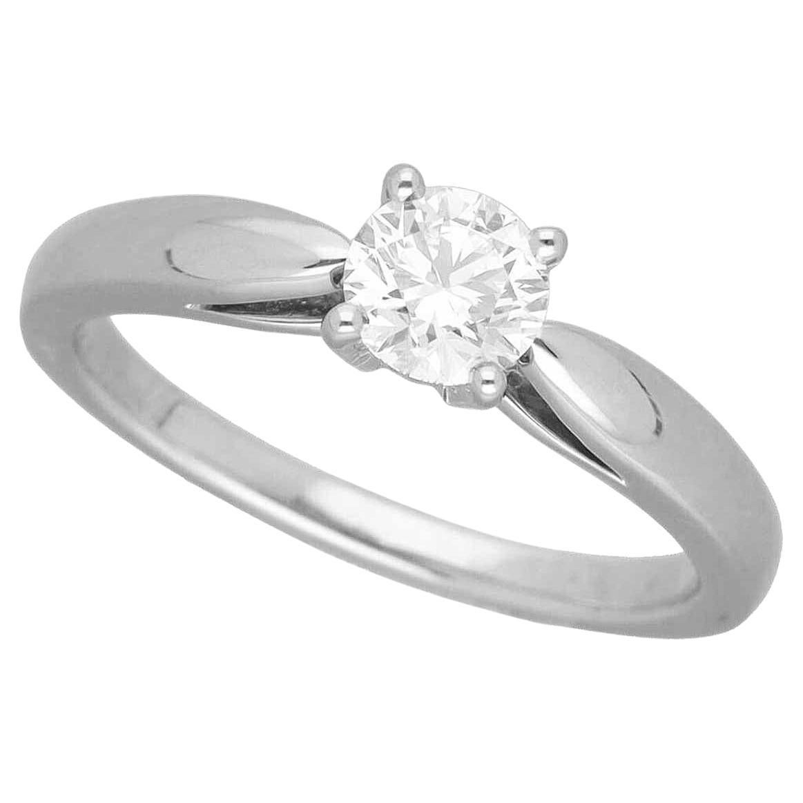 Van Cleef & Arpels 0.43 Carat Diamond Platinum Bonheur Solitaire Ring For Sale
