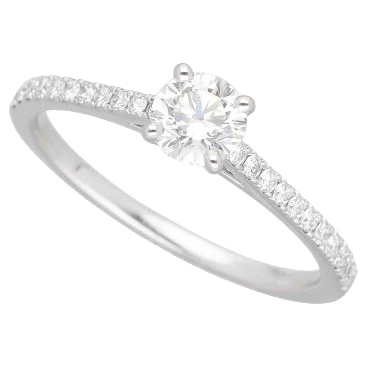 De Beers DB Classic Pave Solitaire Diamond 0.40ct G-VS1-3Ex Platinum Ring