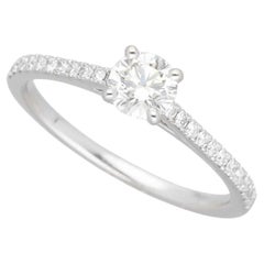Anillo De Beers DB Clásico Solitario Pave Diamante 0,40ct G-VS1-3Ex Platino