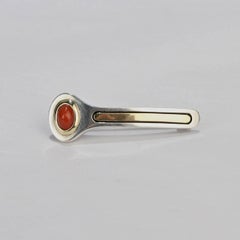 Cartier Sterling Silver, 18-Karat Gold and Red Coral Lapel Pin or Brooch