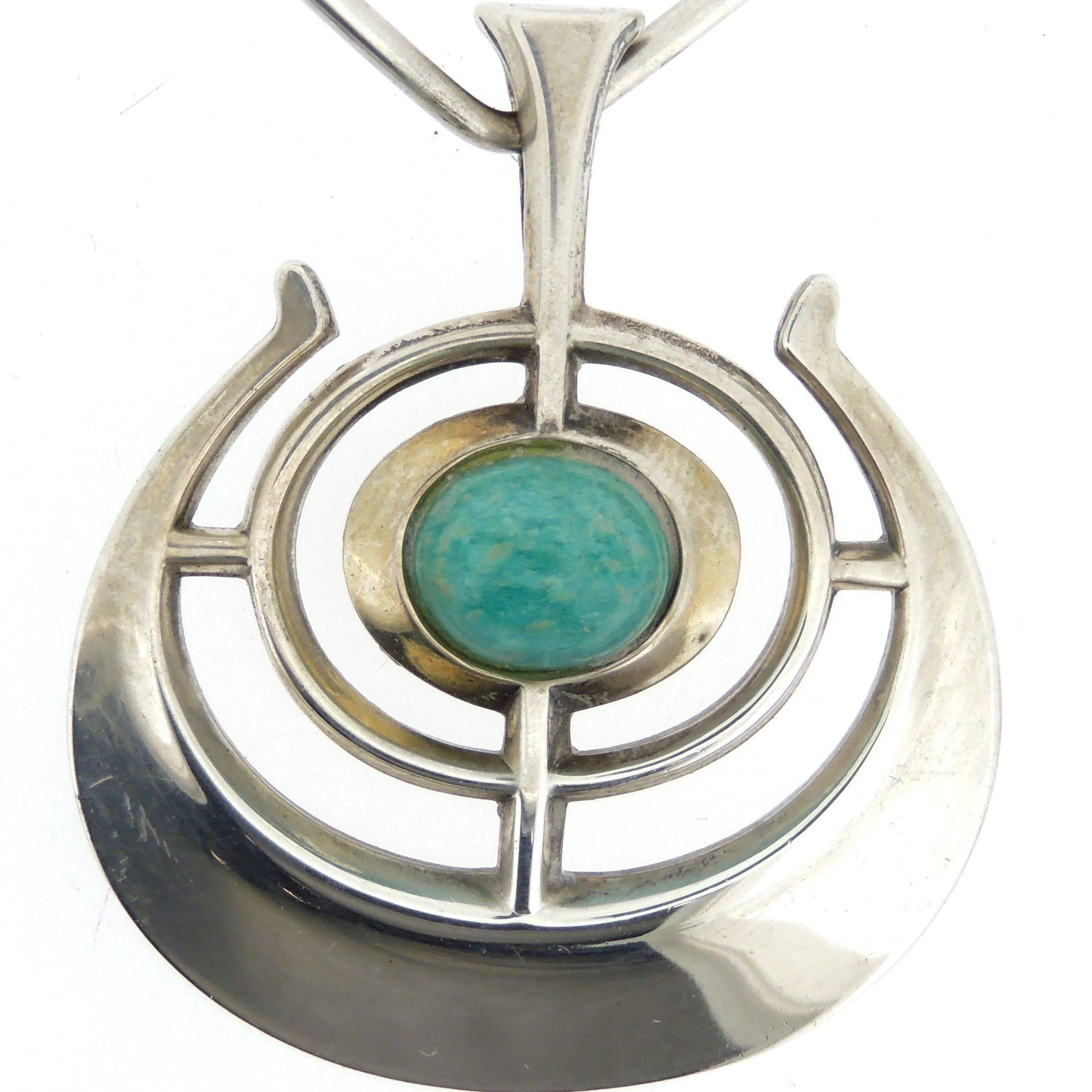 Women's David Andersen Modernist Sterling Silver 'Ship of Good Fortune' Necklace, 1960s
