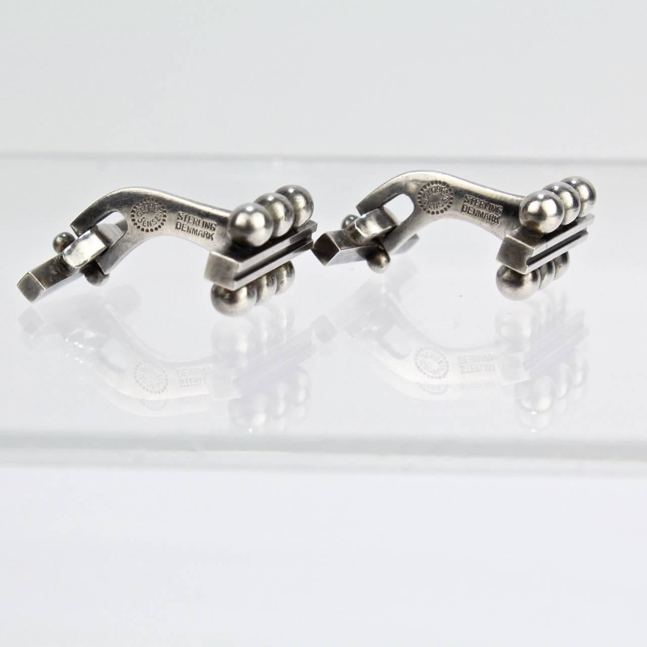 No. 61B Sterling Silver Cufflinks by Harald Nielsen for George Jensen In Good Condition In Philadelphia, PA