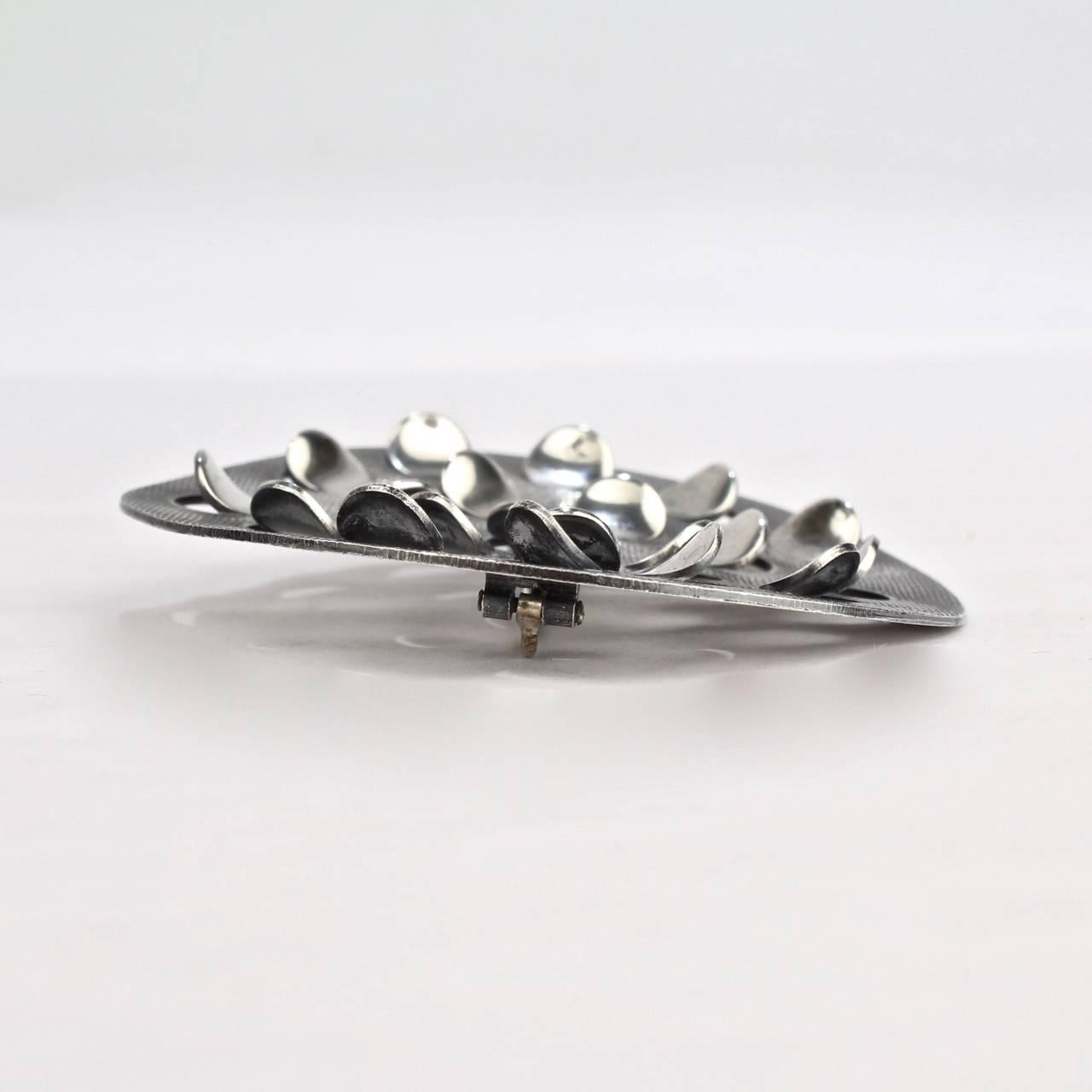 Women's or Men's Sterling Silver Modernist Scales Brooch by Grete Prytz Kittelsen for J. Torstrup