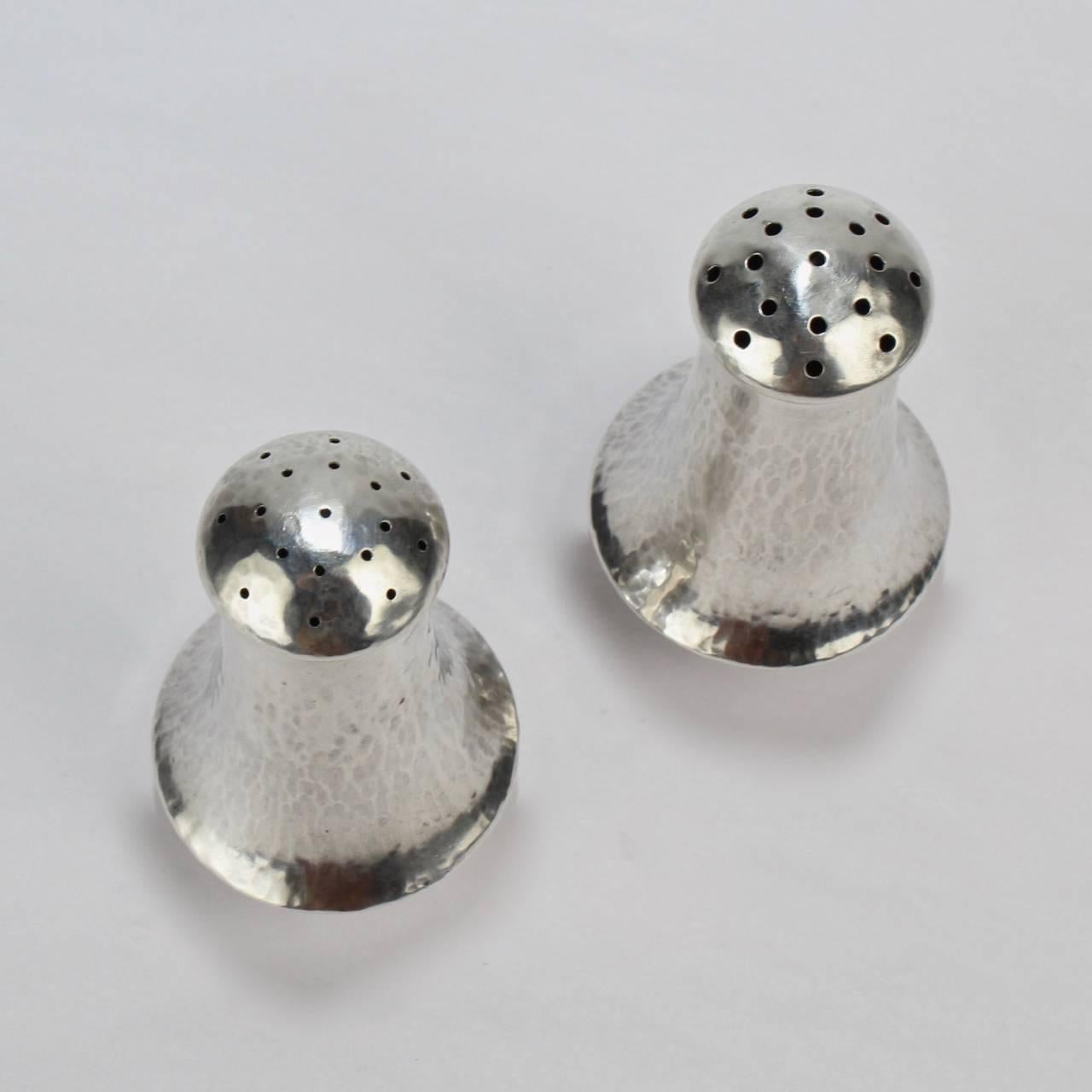 Women's or Men's Pair of Arts & Crafts Sterling Silver Salt and Pepper Shakers, Clemens Friedell