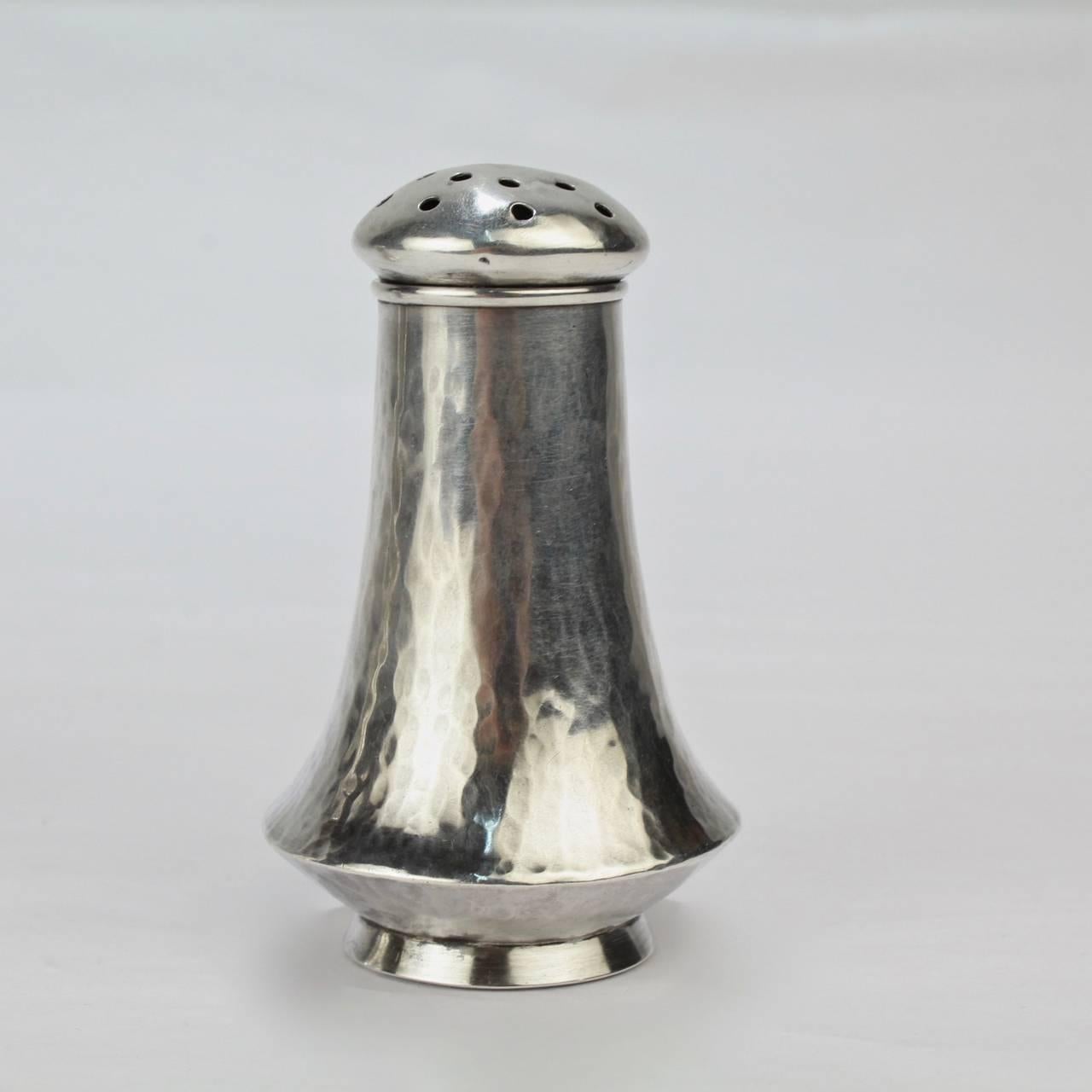 Pair of Arts & Crafts Sterling Silver Salt and Pepper Shakers, Clemens Friedell In Good Condition In Philadelphia, PA