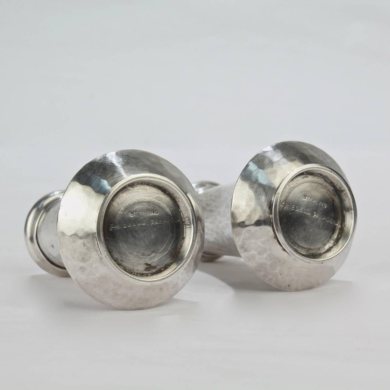 Pair of Arts & Crafts Sterling Silver Salt and Pepper Shakers, Clemens Friedell 1