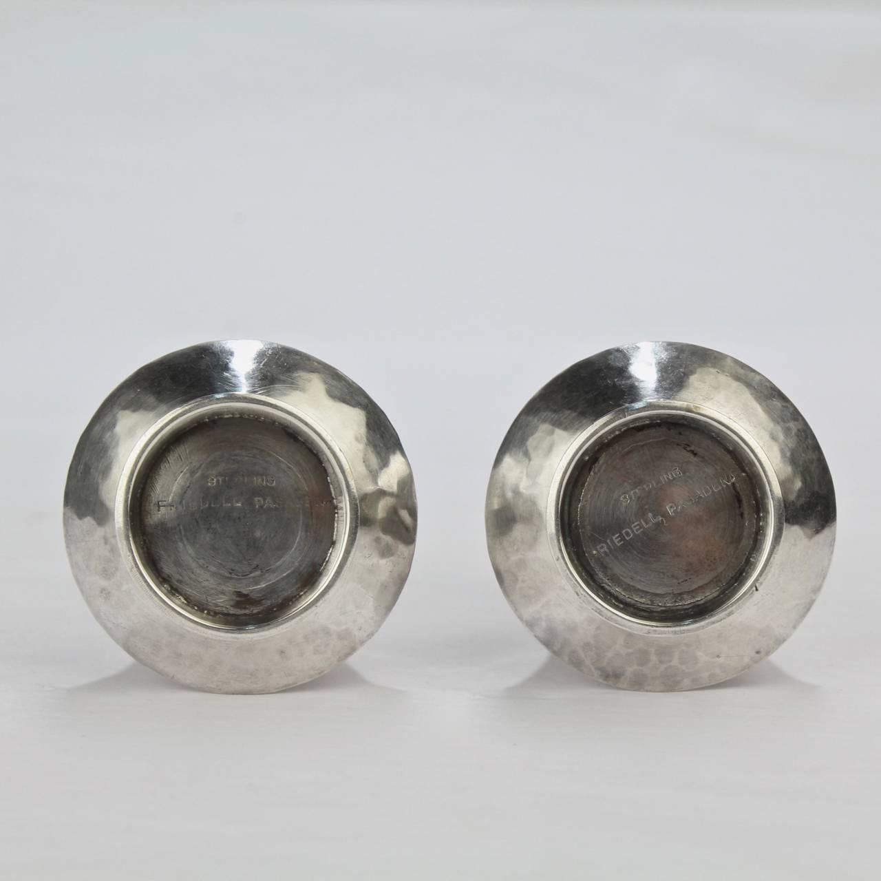 Pair of Arts & Crafts Sterling Silver Salt and Pepper Shakers, Clemens Friedell 2