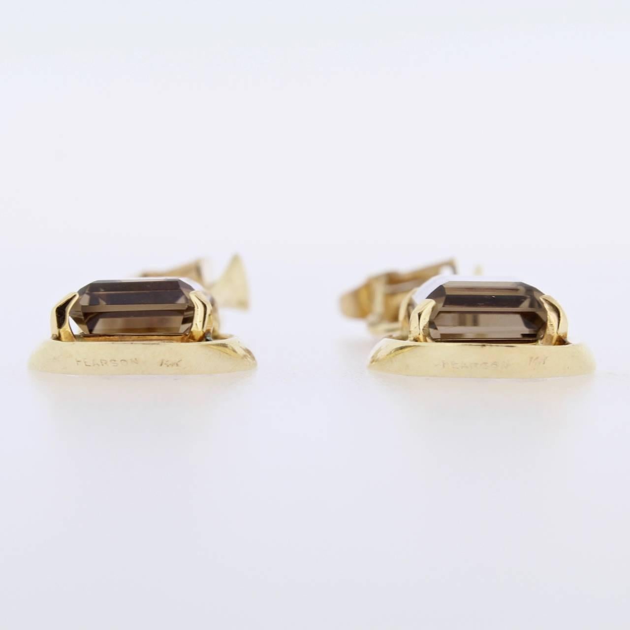 Ronald H Pearson Modernist 14 Karat Forged Gold, Topaz Earrings and Brooch Set 3