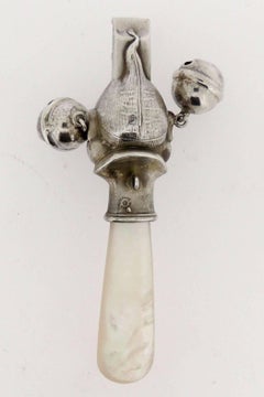 Antique Unger Brothers Sterling Silver Palmer Cox Brownie Baby Rattle