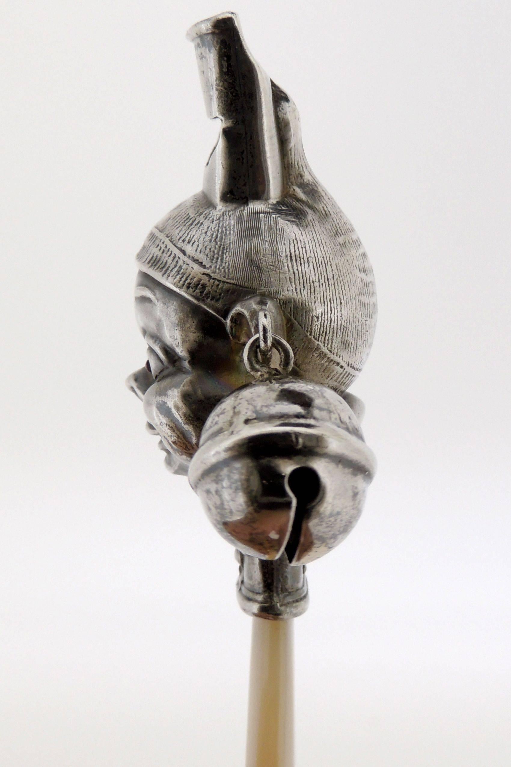 Antique Unger Brothers Sterling Silver Palmer Cox Brownie Baby Rattle 1