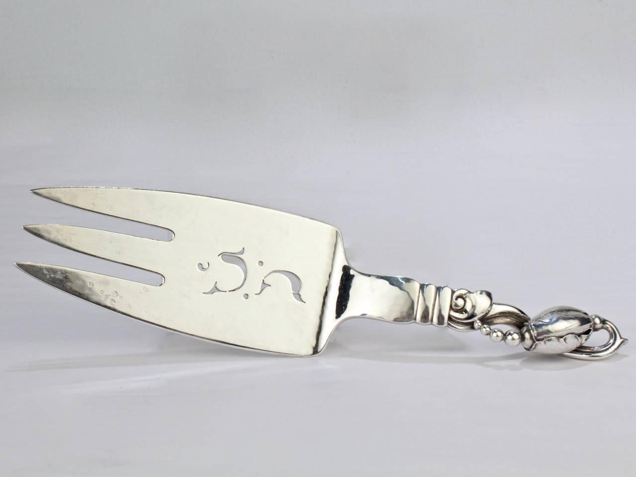 Women's or Men's Vintage George Jensen Blossom Pattern Fish Fork