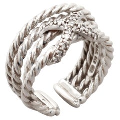 David Yurman Sterling Silver & Diamond Crossover X Ring