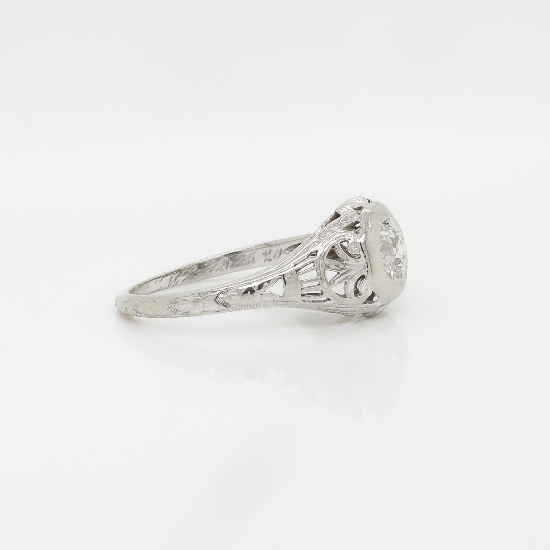 Bague de fiançailles Art Déco Traub Orange Blossom en or blanc et diamants, signée en vente 6