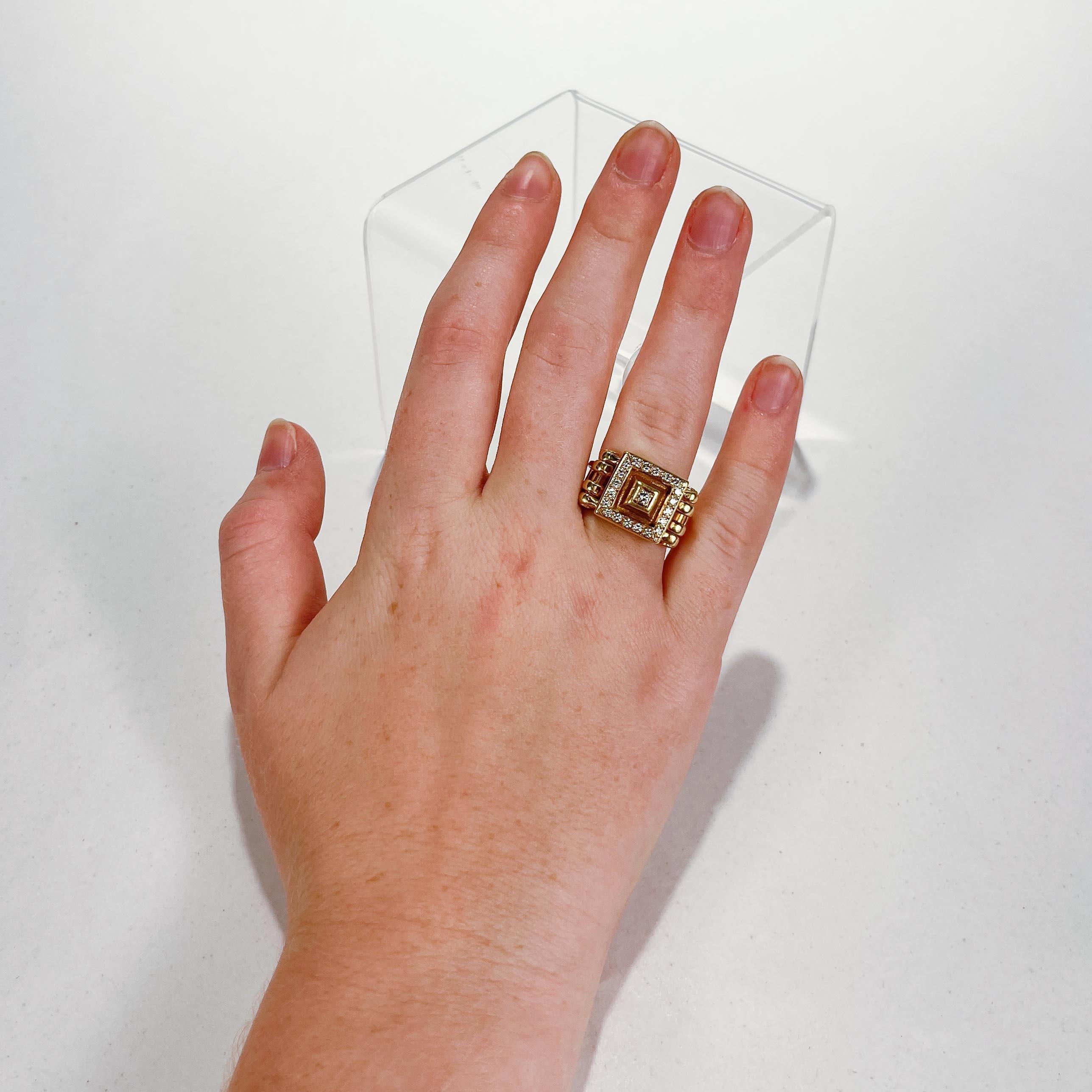 Signierter Designer Ring aus 18 Karat Gold & Diamant im Siegelstil 8