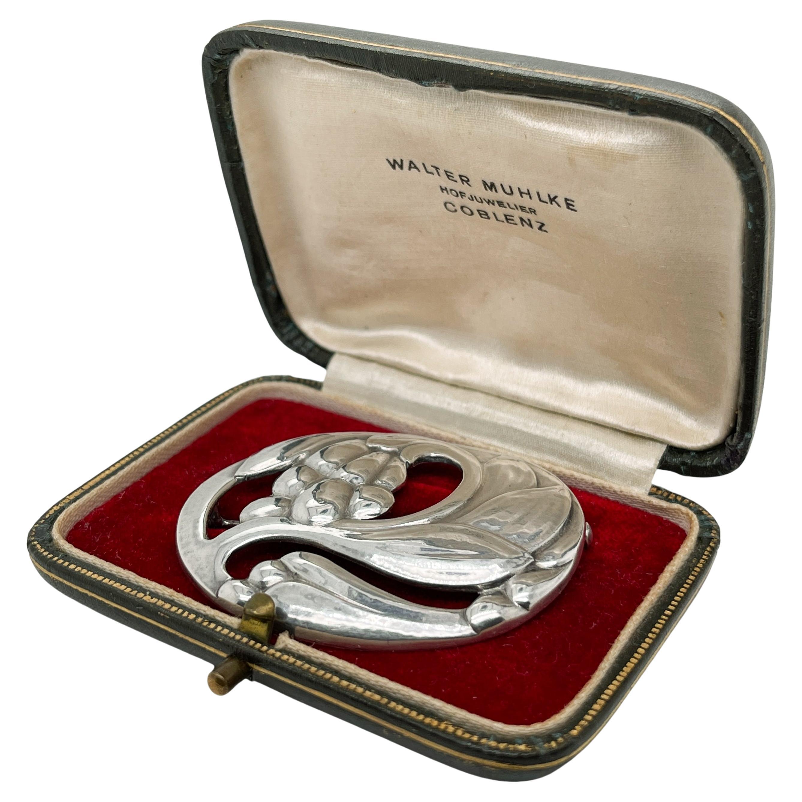 Georg Jensen Art Nouveau Sterling Silver Brooch No. 65 For Sale
