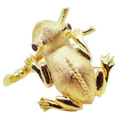 Spilla o spillone a forma di rana dell'albero in oro 14 carati firmata Cartier Mid-Century