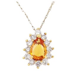 Tiffany & Co. 18K Gold Natural Yellow Sapphire & Diamond Pendant for a Necklace