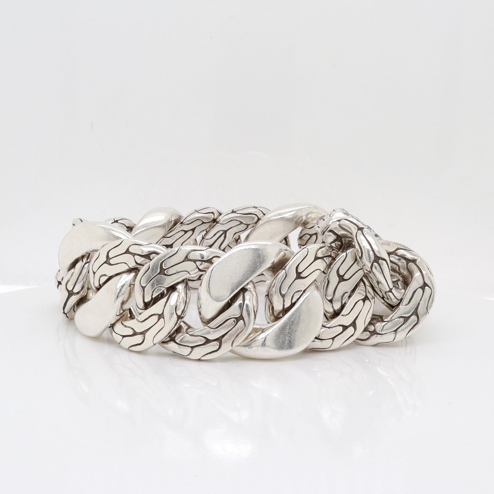 I John Hardy - Bracelet à maillons en argent sterling et pierres précieuses en forme de couronne de feu de lave Bon état - En vente à Philadelphia, PA