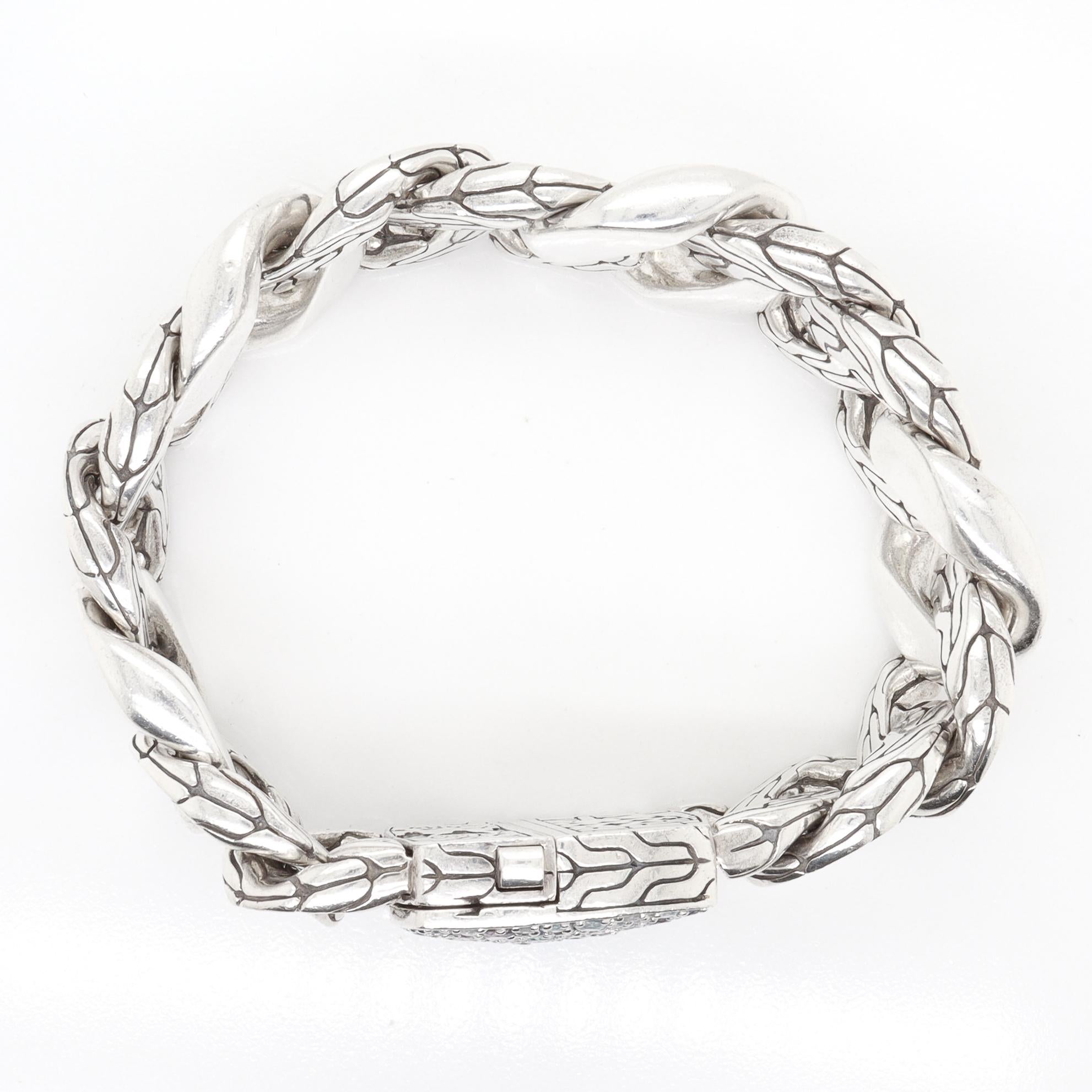 I John Hardy - Bracelet à maillons en argent sterling et pierres précieuses en forme de couronne de feu de lave en vente 3