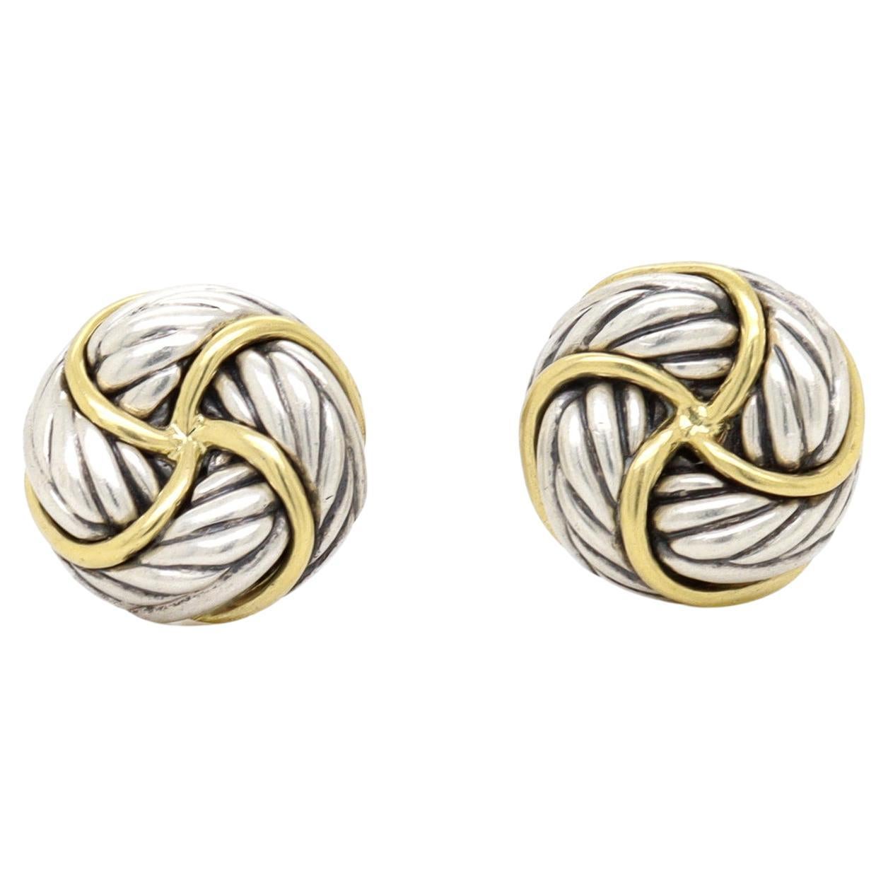 David Yurman Orecchini con nodo d'amore infinito in argento sterling e oro giallo 18 carati
