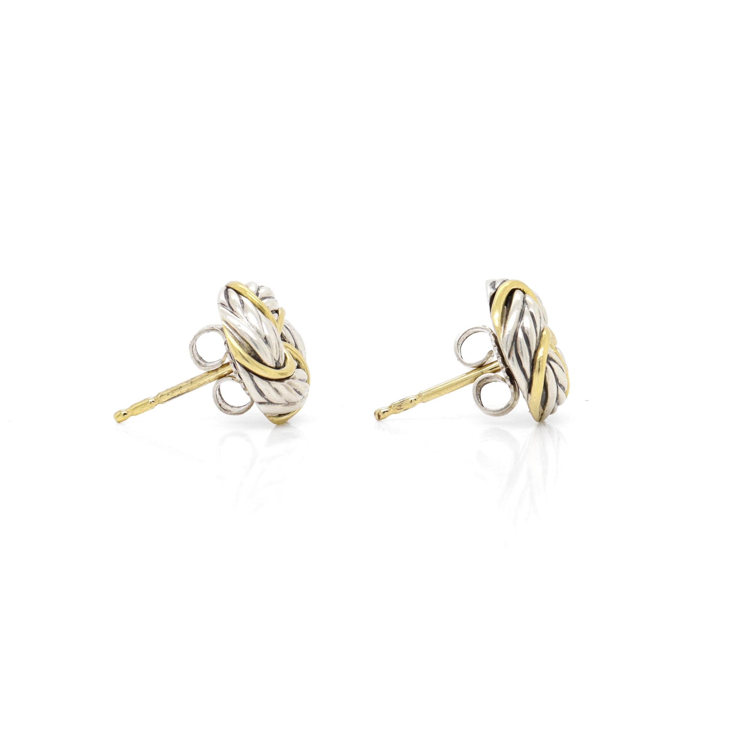 David Yurman Orecchini con nodo d'amore infinito in argento sterling e oro giallo 18 carati in vendita 3