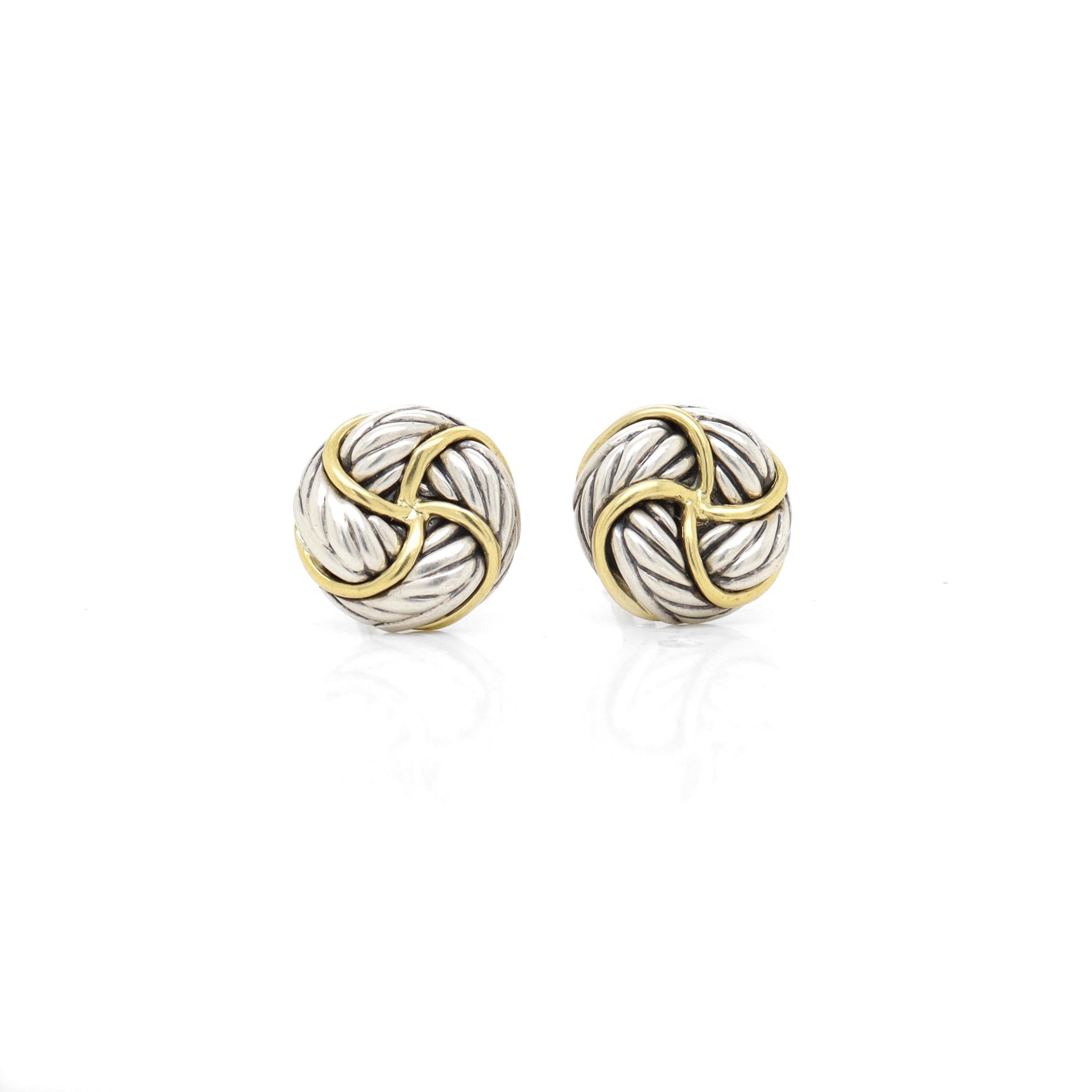 David Yurman Orecchini con nodo d'amore infinito in argento sterling e oro giallo 18 carati in vendita 4