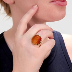 Antique Neoclassical 14K Gold and Carnelian Intaglio of a Man Signet Ring