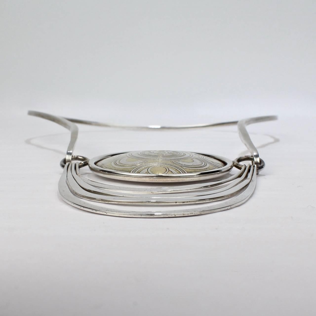 Nubia Modernist Sterling Silver Necklace by Mary Ann Scherr for Reed & Barton For Sale 1