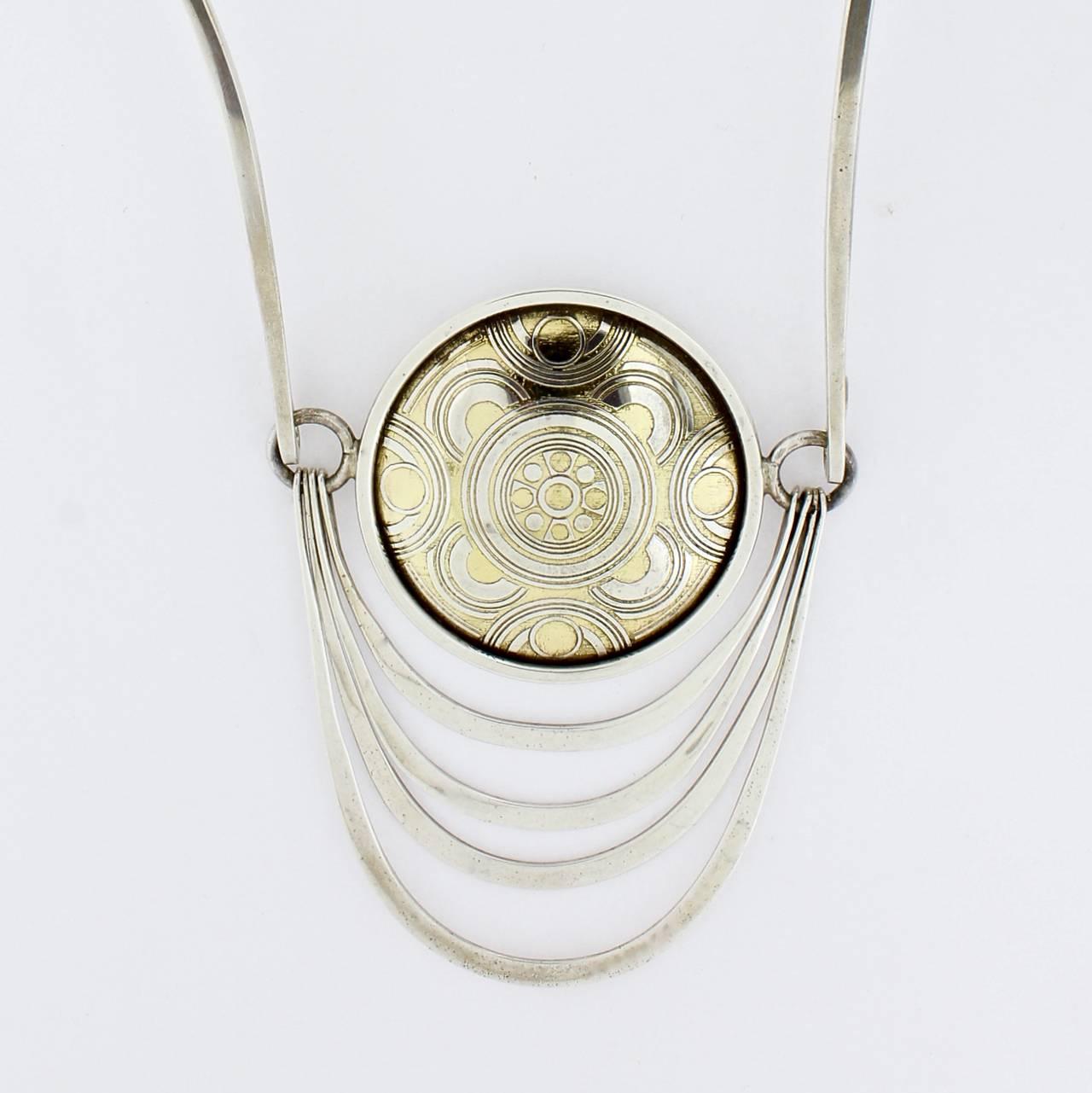 Nubia Modernist Sterling Silver Necklace by Mary Ann Scherr for Reed & Barton For Sale 7